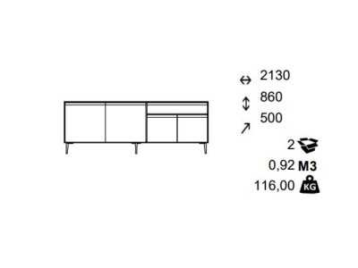 Design sideboard in oak wood with steel bases and exterior drawer - AUDE CAJÓN Design sideboard in oak wood with steel bases and exterior drawer - AUDE CAJÓN