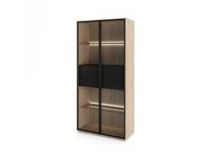 Oak design display case with glass doors and LED light - AUDE 2