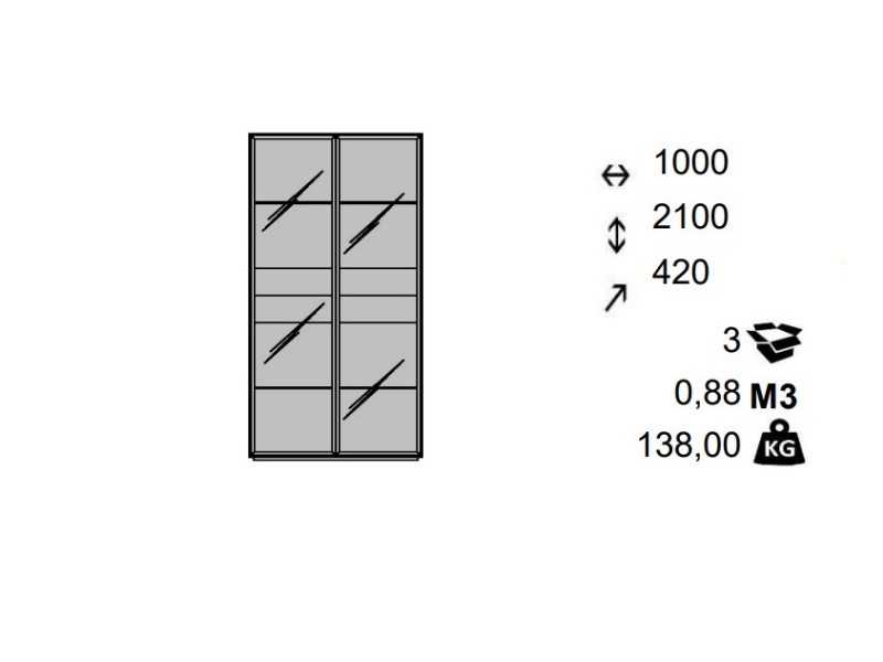 Oak design display case with glass doors and LED light - AUDE