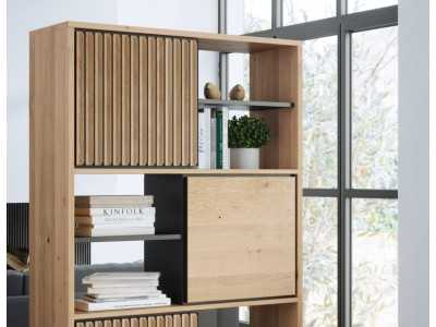 Shelf / bookcase in oak wood and steel base - ALDO Shelf / bookcase in oak wood and steel base - ALDO