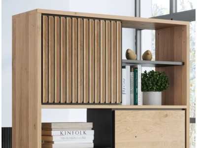 Shelf / bookcase in oak wood and steel base - ALDO Shelf / bookcase in oak wood and steel base - ALDO