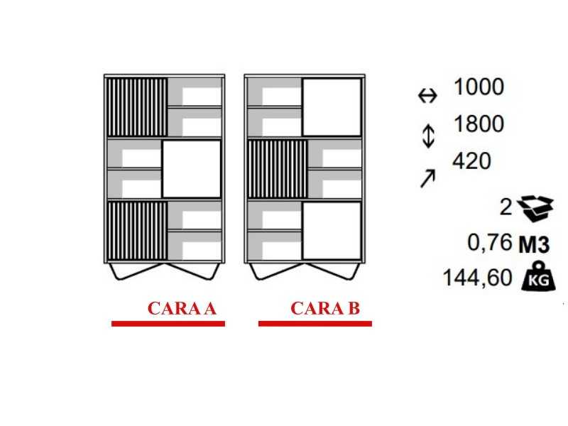 Estanteria / librería en madera de roble y base en acero - ALDO