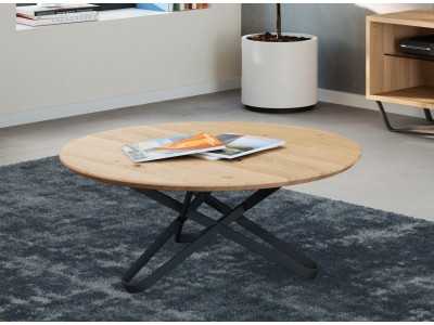 Table basse avec plateau en chêne et piètement en acier - ALDO