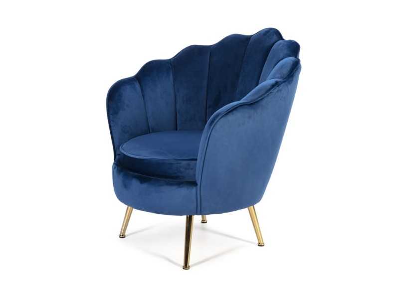 Fauteuil design vintage tapissé de velours bleu - ARIZONA AZUL