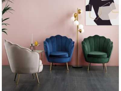 Fauteuil design vintage tapissé de velours bleu - ARIZONA AZUL