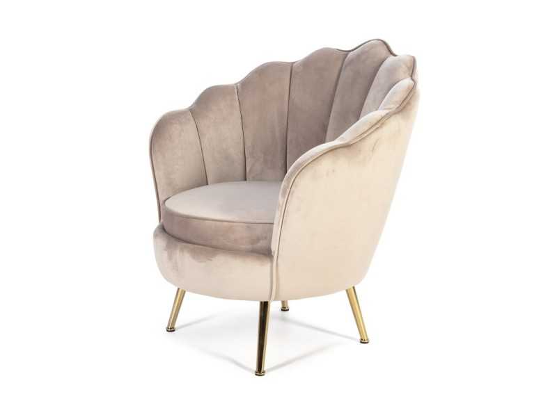 Fauteuil design vintage tapissé de velours beige - ARIZONA BEIGE