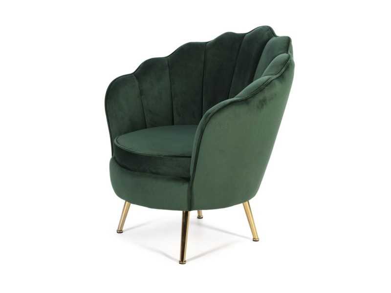 Fauteuil design vintage tapissé de velours vert forest - ARIZONA VERDE