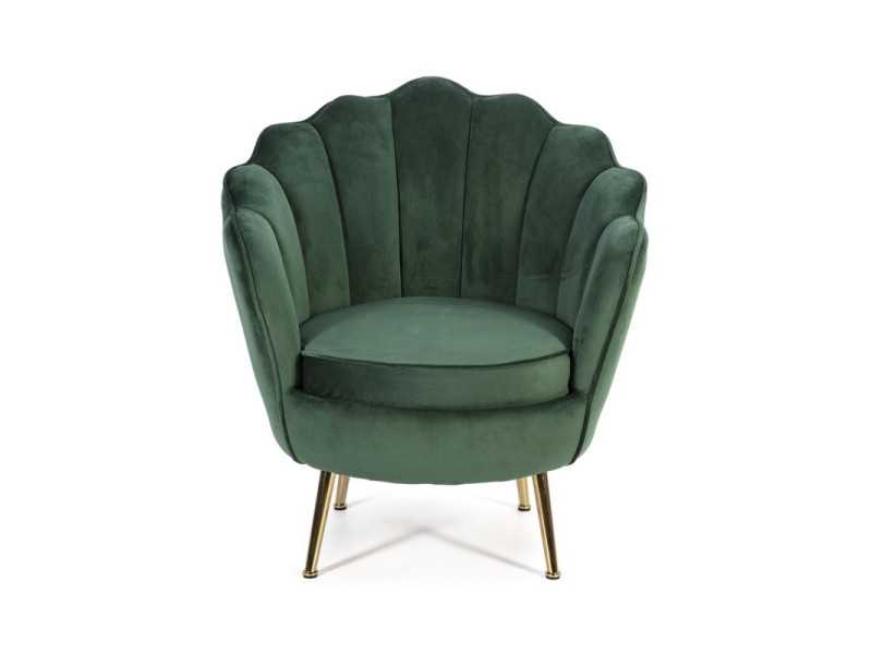 Fauteuil design vintage tapissé de velours vert forest - ARIZONA VERDE