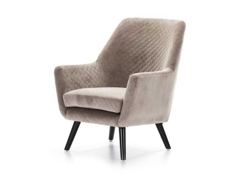 Designer armchair upholstered in beige velvet - AALST BEIGE