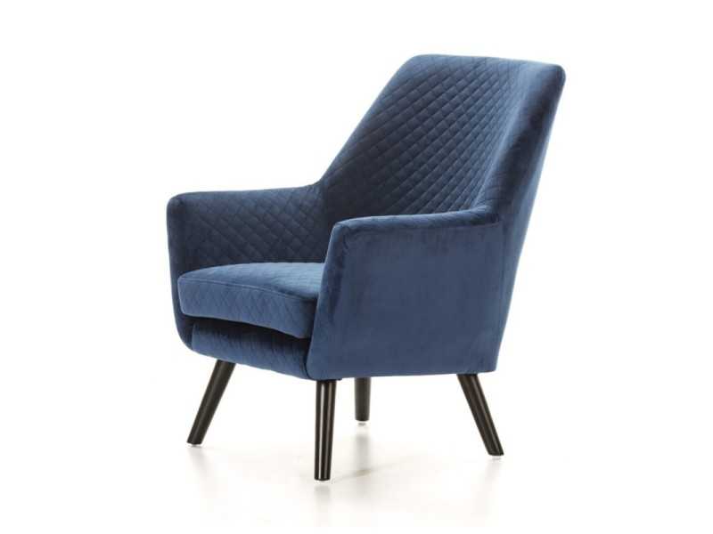 Sillón de diseño tapizado en terciopelo azul ocean - AALST AZUL