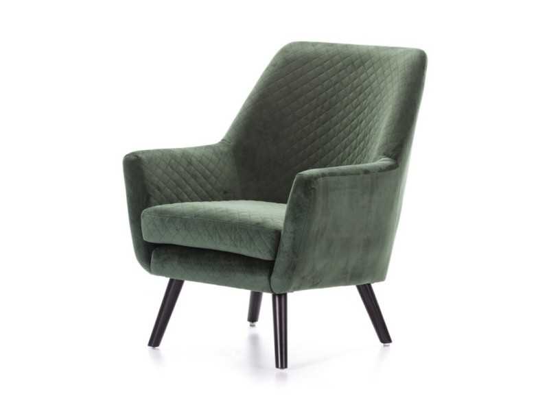 Designer armchair upholstered in green velvet - AALST VERDE