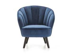 Fauteuil aux lignes arrondies tapissé de velours bleu - ANDENNE AZUL 2