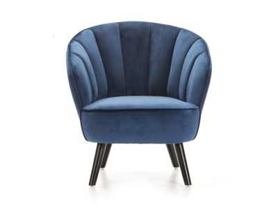 Armchair with rounded lines upholstered in blue velvet - ANDENNE AZUL