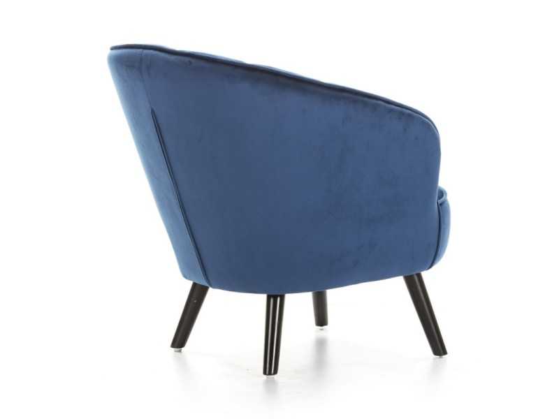 Armchair with rounded lines upholstered in blue velvet - ANDENNE AZUL