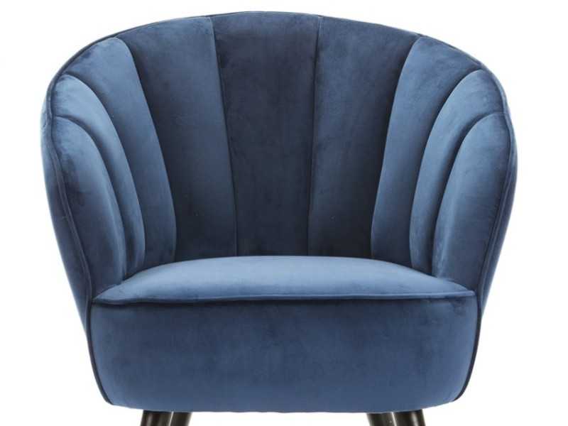 Armchair with rounded lines upholstered in blue velvet - ANDENNE AZUL