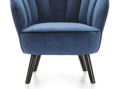 Armchair with rounded lines upholstered in blue velvet - ANDENNE AZUL