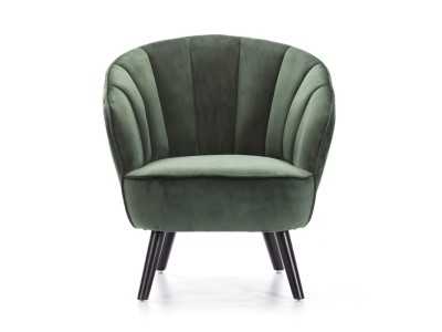 Fauteuil aux lignes arrondies tapissé de velours vert - ANDENNE VERDE Fauteuil aux lignes arrondies tapissé de velours vert - ANDENNE VERDE