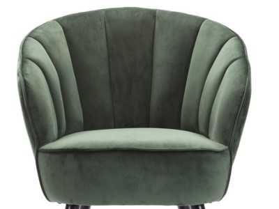 Fauteuil aux lignes arrondies tapissé de velours vert - ANDENNE VERDE Fauteuil aux lignes arrondies tapissé de velours vert - ANDENNE VERDE