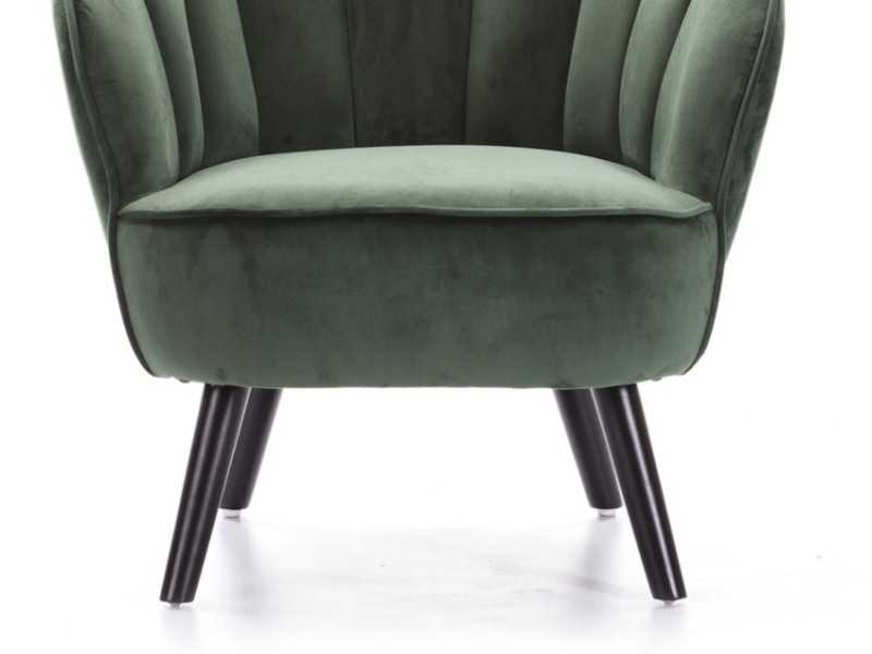Fauteuil aux lignes arrondies tapissé de velours vert - ANDENNE VERDE
