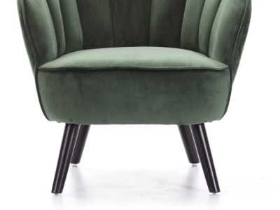 Fauteuil aux lignes arrondies tapissé de velours vert - ANDENNE VERDE Fauteuil aux lignes arrondies tapissé de velours vert - ANDENNE VERDE