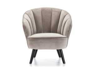 Fauteuil aux lignes arrondies tapissé de velours beige - ANDENNE BEIGE 2