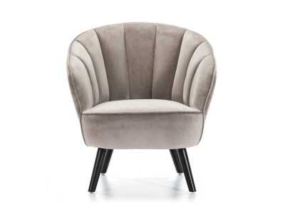 Armchair with rounded lines upholstered in beige velvet - ANDENNE BEIGE