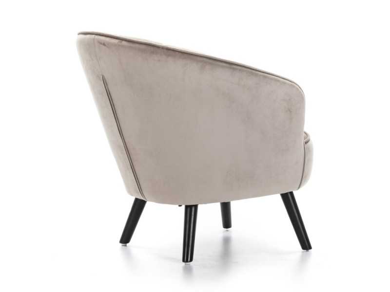 Sillón de líneas redondeadas tapizado en terciopelo beige - ANDENNE BEIGE