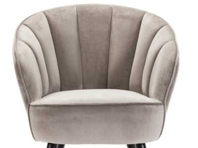 Armchair with rounded lines upholstered in beige velvet - ANDENNE BEIGE