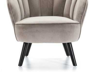Armchair with rounded lines upholstered in beige velvet - ANDENNE BEIGE
