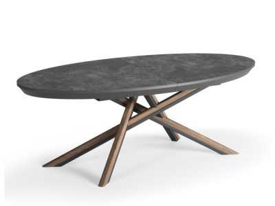 Oval extendable dining table with ceramic top - LYON