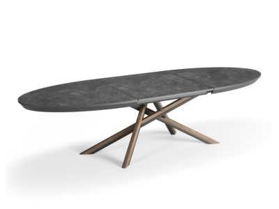 Oval extendable dining table with ceramic top - LYON