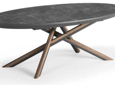 Oval extendable dining table with ceramic top - LYON