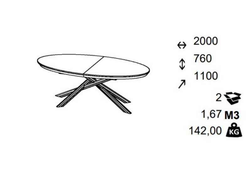 Mesa ovalada extensible con tapa cerámica - LYON