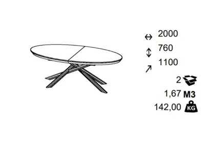 Oval extendable dining table with ceramic top - LYON