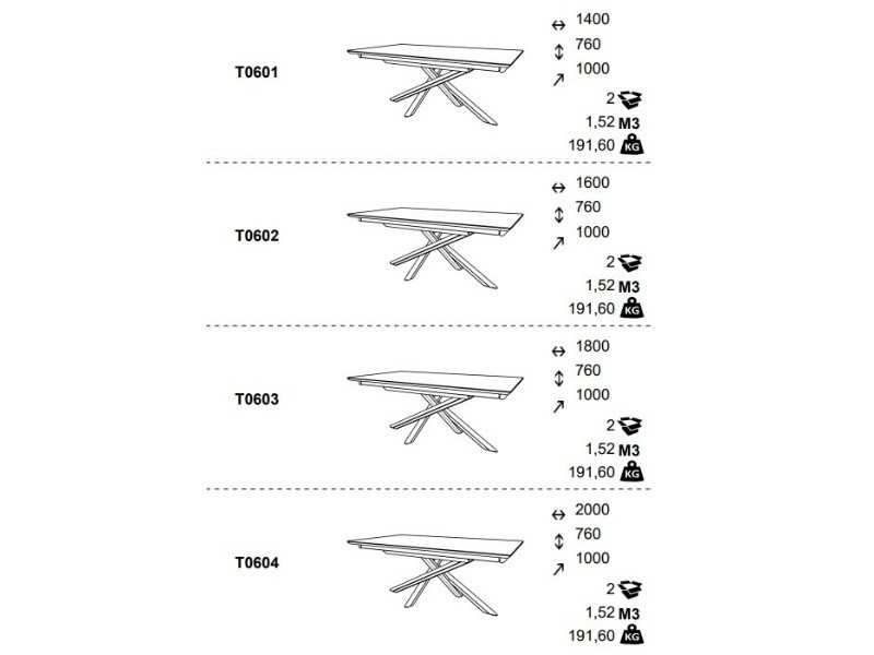 Table rectangulaire extensible avec plateau en céramique - LYON RECTANGULAR