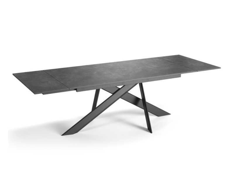 Mesa rectangular extensible con base en acero y tapa porcelánica - MAGNUS