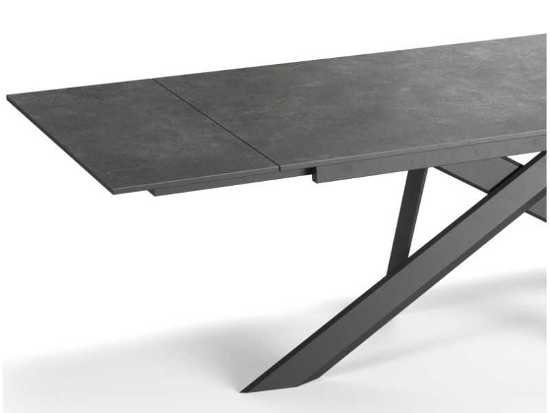 Mesa rectangular extensible con base en acero y tapa porcelánica - MAGNUS