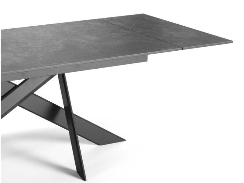 Mesa rectangular extensible con base en acero y tapa porcelánica - MAGNUS
