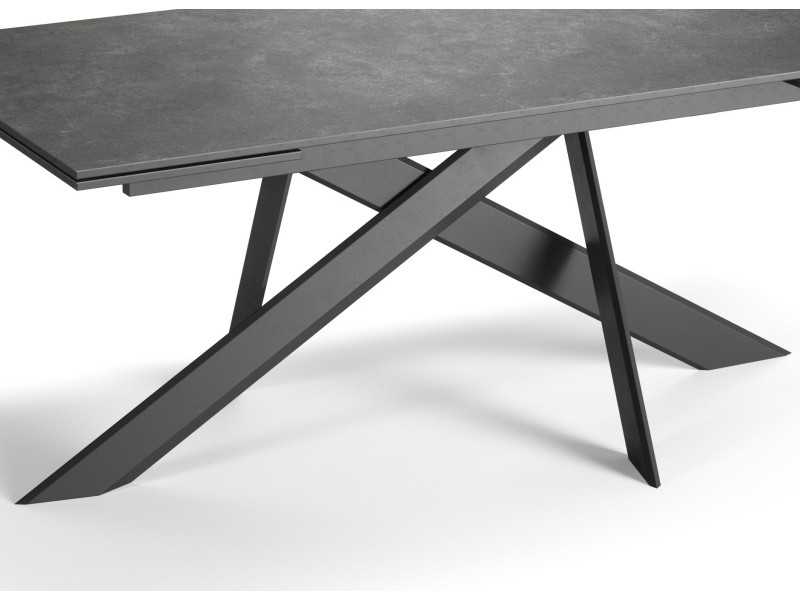 Mesa rectangular extensible con base en acero y tapa porcelánica - MAGNUS
