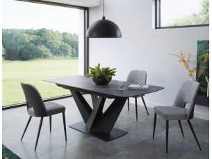 Extendable dining table with ceramic top and steel base - BREST