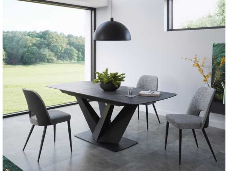 Extendable dining table with ceramic top and steel base - BREST