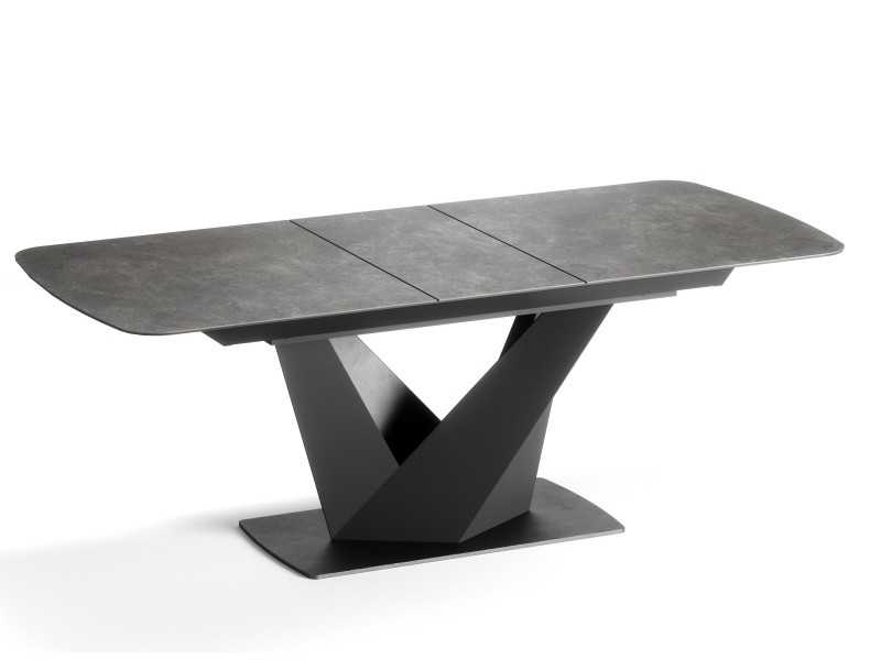Extendable dining table with ceramic top and steel base - BREST