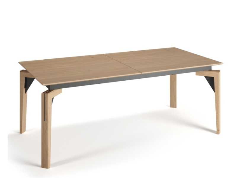 Mesa extensible en madera de roble con detalles de acero - ANNABELLA