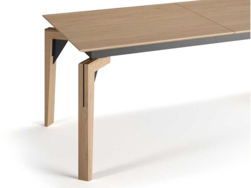 Extendable table in oak wood with steel details - ANNABELLA