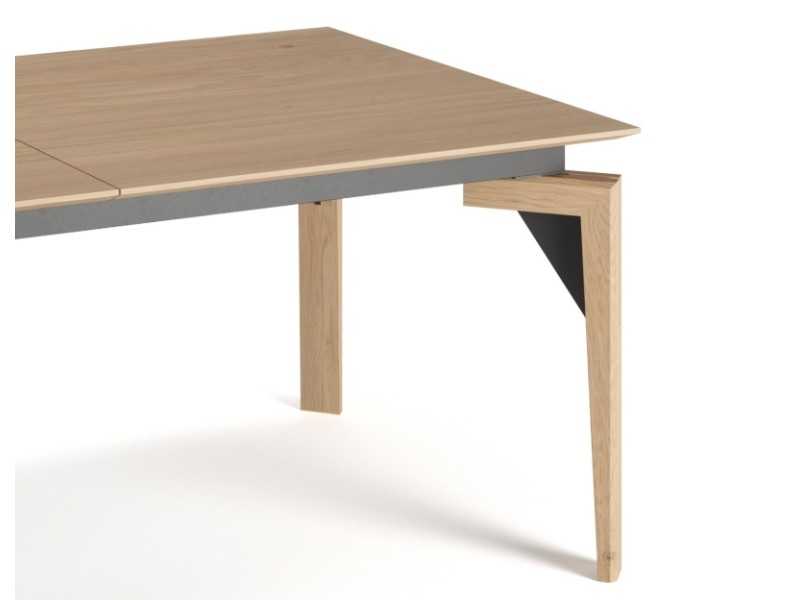 Extendable table in oak wood with steel details - ANNABELLA