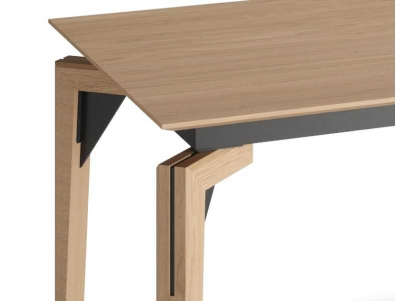 Extendable table in oak wood with steel details - ANNABELLA