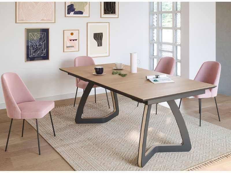 Extendable oak wood table with steel details - ANNALISA