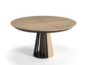 Table ronde extensible en chêne et acier - ALOISIA REDONDA