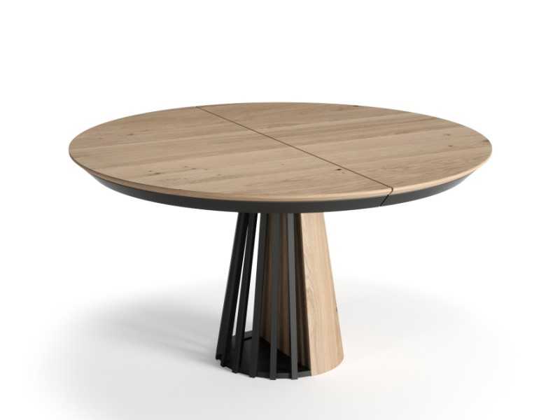 Extendable round table in oak and steel - ALOISIA REDONDA