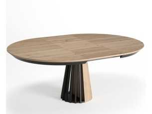 Extendable round table in oak and steel - ALOISIA REDONDA 2